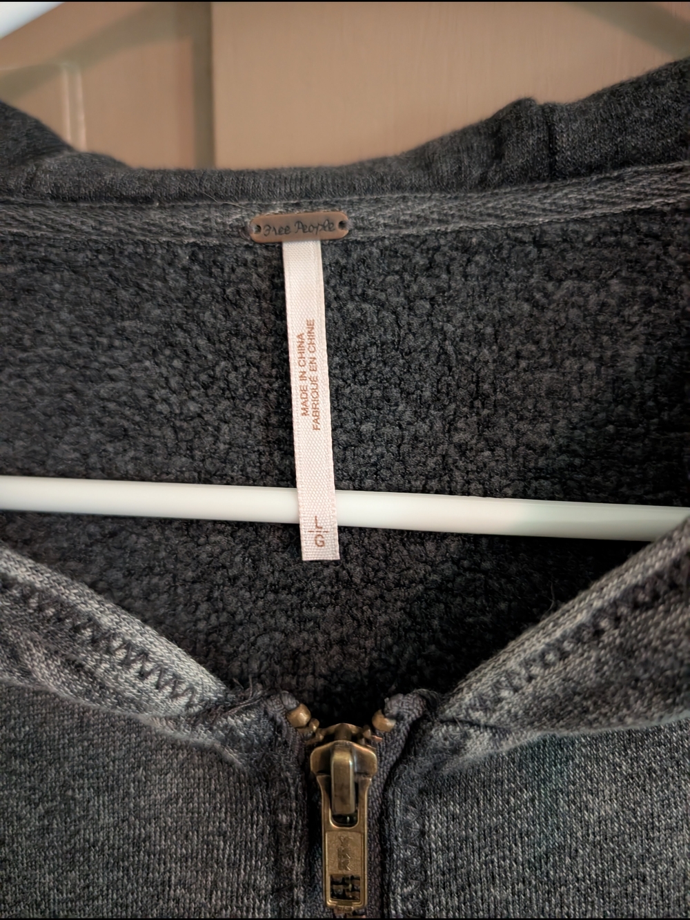 Free People Charcoal Hooded Zip Jacket with Ruffled Hem - Picture 5 of 6